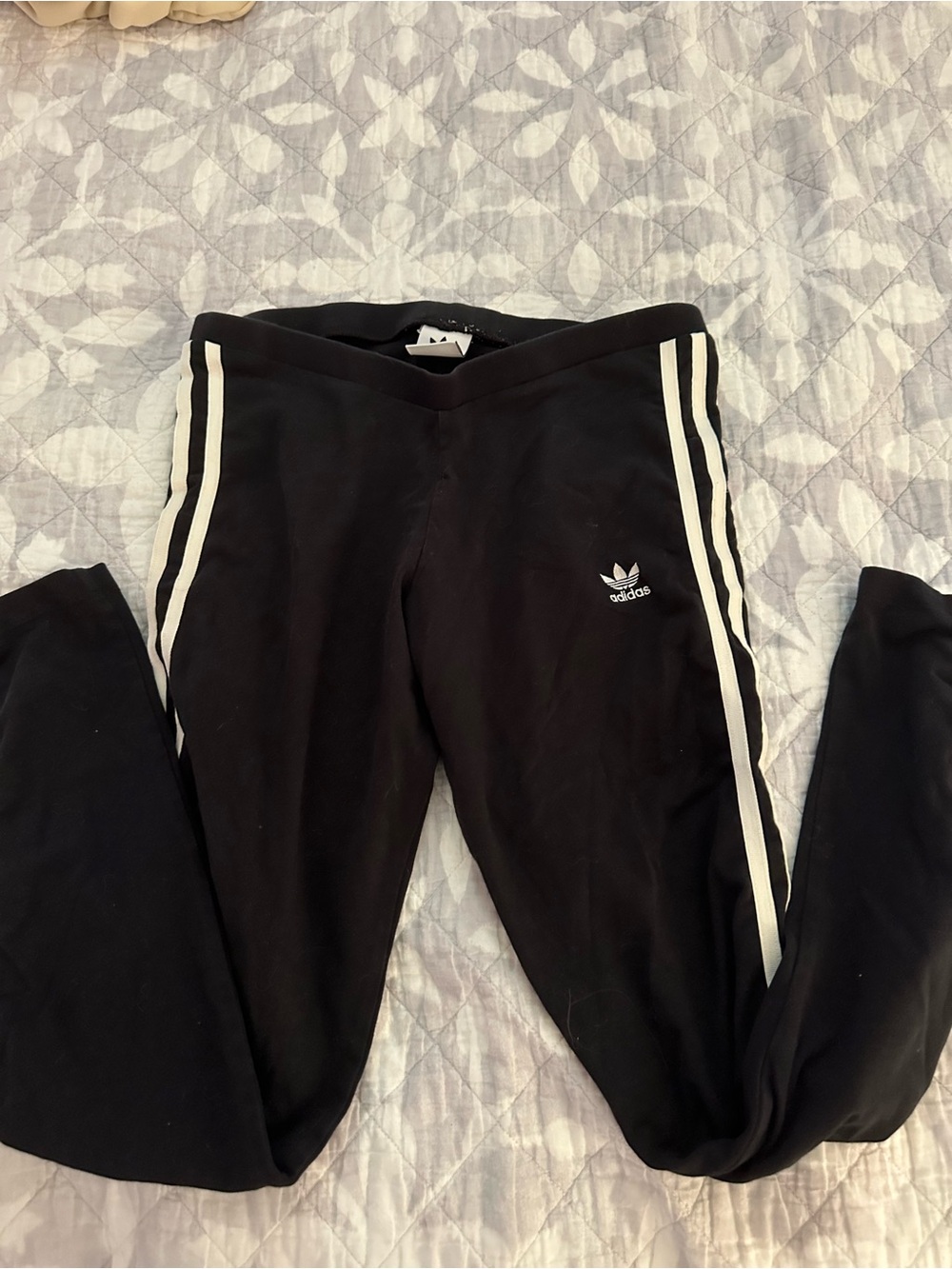 adidas Black Leggings with White Side Stripes